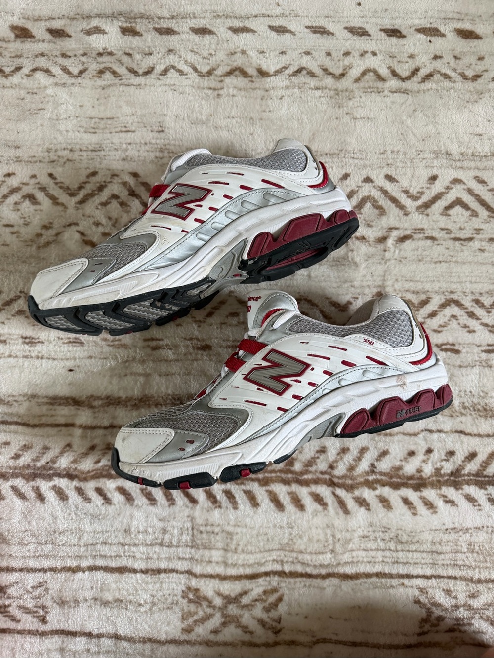 New Balance White and Red Athletic Shoes
